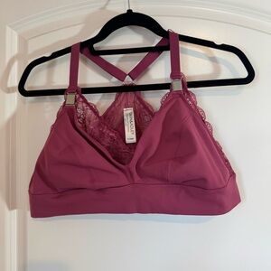 Women's Lace Trim Bralette - Pink